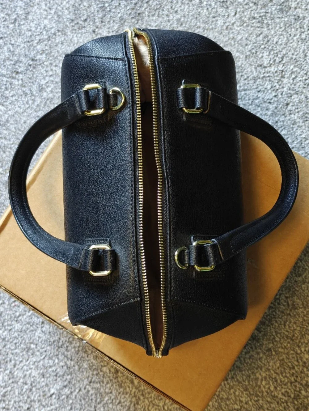 Ora Delphine Josie Black Leather Satchel Handbag